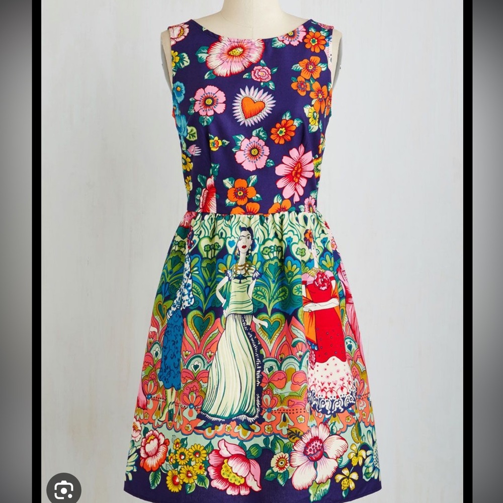 Frida print floral dress